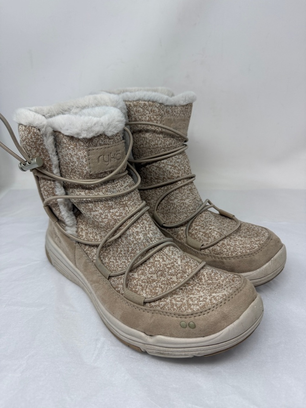Ryka Aubonne water-repellent ankle boots soft faux fur lining bungee closure 8.5